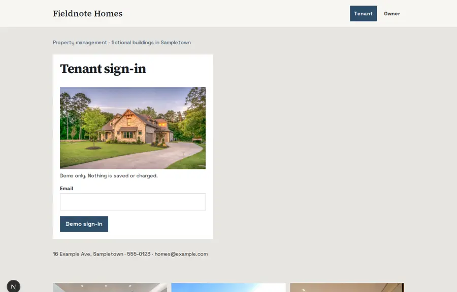 Fieldnote Homes sample, Home