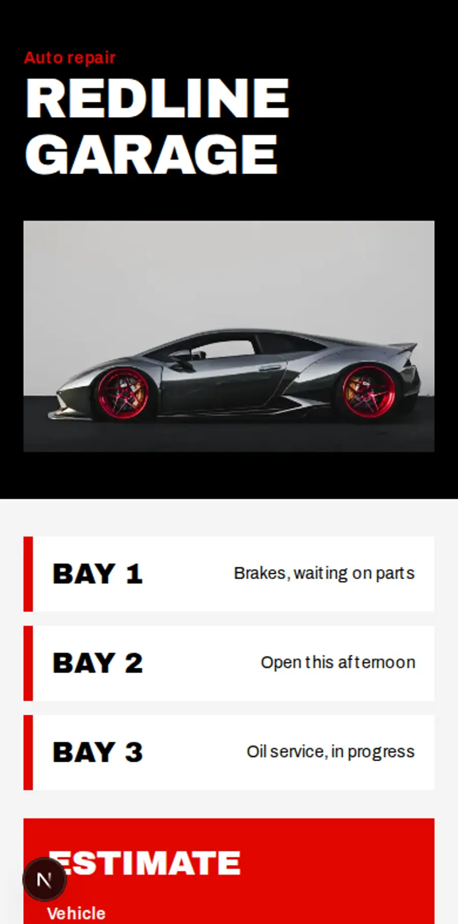 Redline Garage sample, Phone