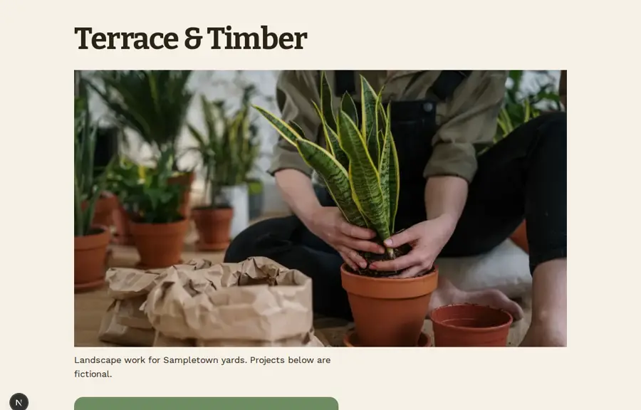 Terrace & Timber sample, Home